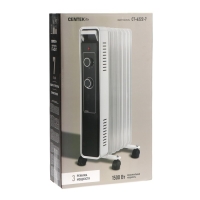 Обогреватель Centek CT-6222-7, масляный, напольный, 1500 Вт, 15 м&sup2;, 7 секций, бело-чёрный
