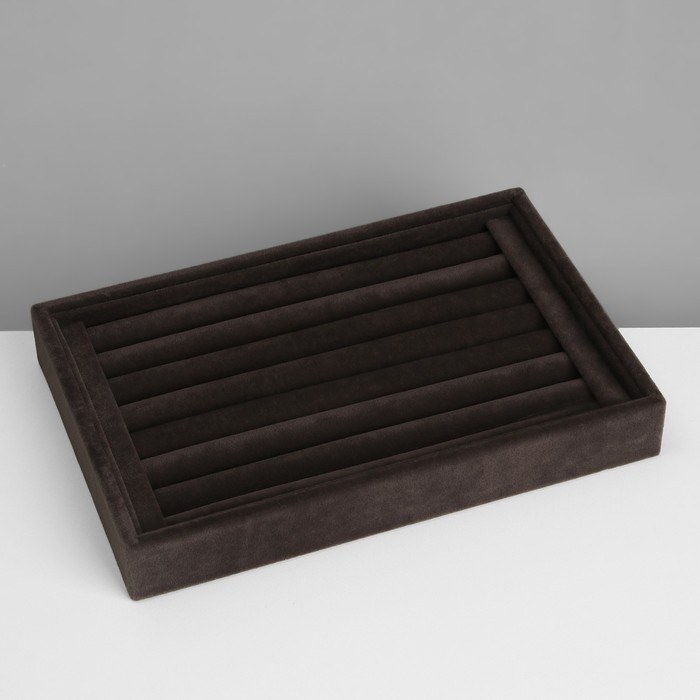 Подставка под кольца 7 полос, флок, 22,5&times;15&times;3 см, цвет серый графит