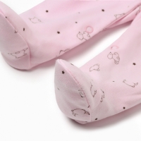 Комбинезон детский с закрытыми ножками, цвет медведь розовый, рост 62 см