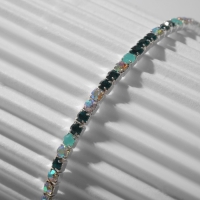 Браслет &laquo;Лёд&raquo; 2 мм, мята, зелёный в серебре