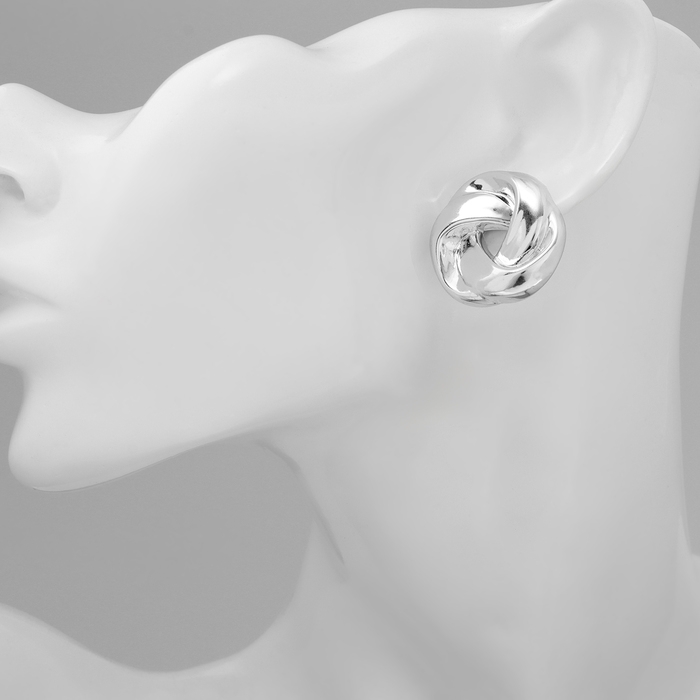 Серьги пластик &laquo;Круг&raquo; с изгибами, цвет серебро