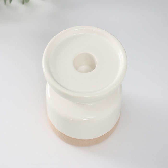 Подсвечник керамика на 1 свечу "Атлант" песочно-белый 9,3х9,3х13,5 см