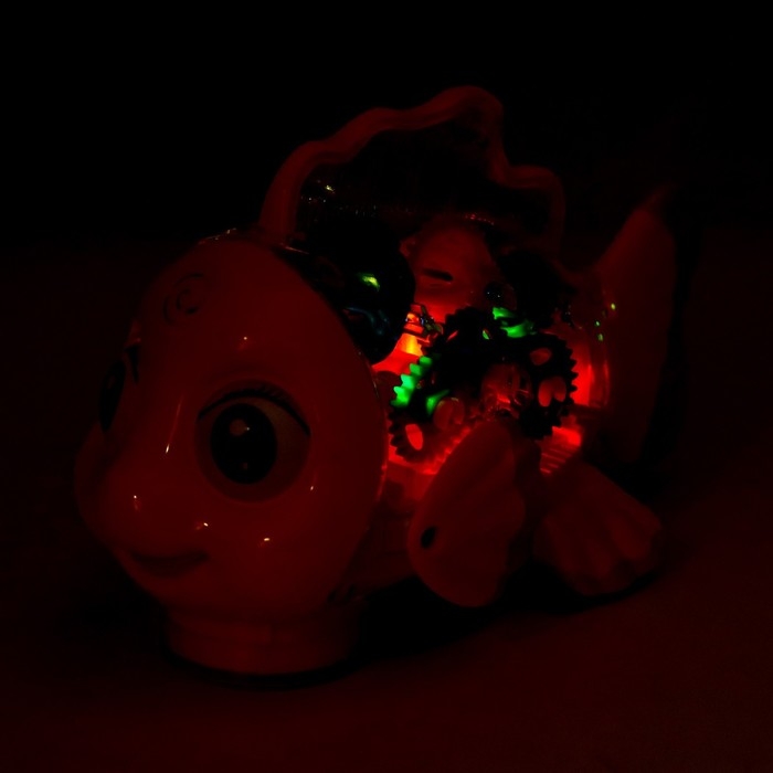 Рыбка &laquo;Шестерёнки&raquo;, свет и звук, работает от батареек, цвет оранжевый