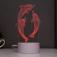 Светильник сенсорный "Дельфины" LED 7 цветов USB/от батареек белый RISALUX