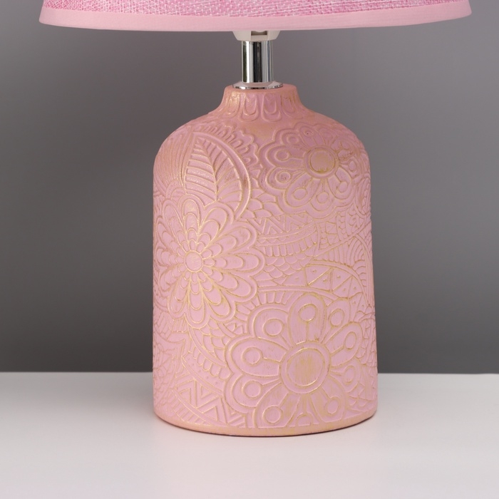 Лампа настольная "Цветочное поле" 1х40Вт Е14 розовый 20х20х34см
