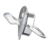 Соска - пустышка силиконовая ортодонтическая &laquo;I LOVE DAD&raquo;, от 6 мес., с колпачком, цвет серый/серебро, стразы