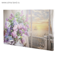 Картина на холсте "Букет сирени у окна" 60*100 см