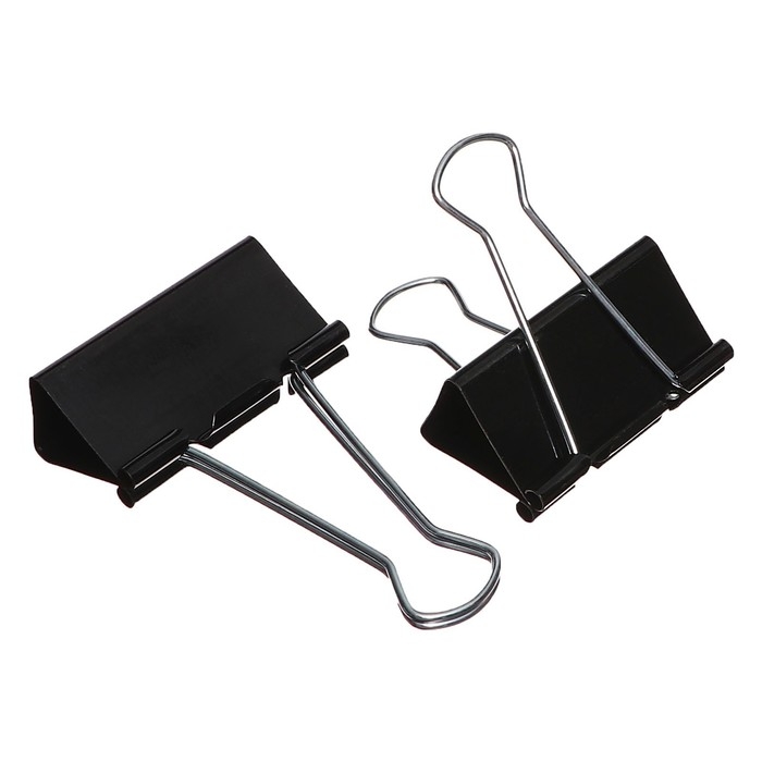 Набор зажимов для бумаг черных 51мм 12 штук, в пластиковой тубе Набор зажимов для бумаг черных 51мм 12 штук, в пластиковой тубе