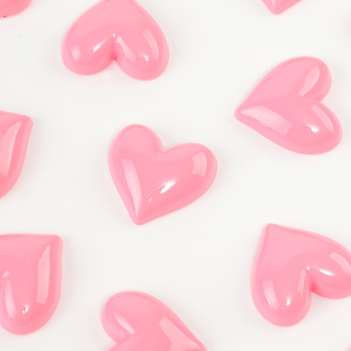 Кабошон «Сердечко», набор 20 шт., размер 1 шт. — 3,3 × 3,3 × 0,3 см, цвет розовый Кабошон «Сердечко», набор 20 шт., размер 1 шт. — 3,3 × 3,3 × 0,3 см, цвет розовый
