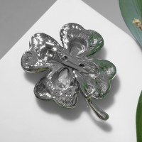Брошь &laquo;Клевер&raquo; на удачу, цвет изумрудный в серебре
