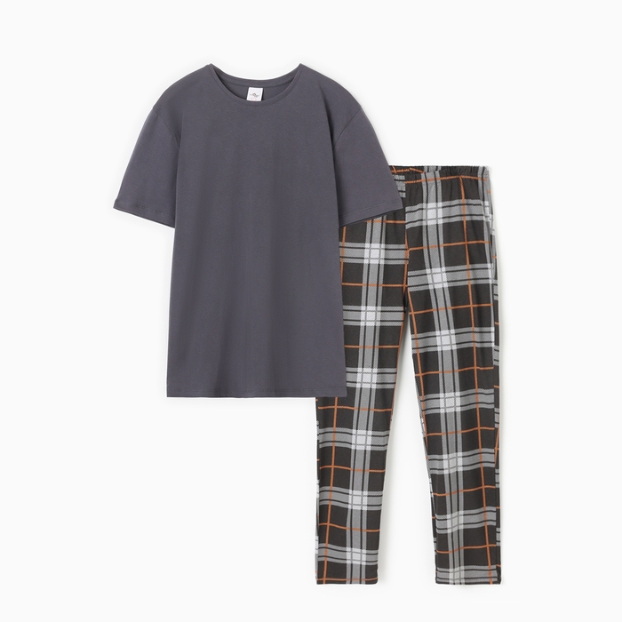 Пижама мужская (футболка/брюки), цвет тёмно-серый, размер 56 Пижама мужская (футболка/брюки), цвет тёмно-серый, размер 56