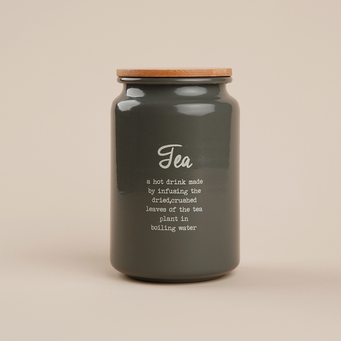 Банка для чая SL Home, 9,5&times;14 см, цвет серый, с бамбуковой крышкой