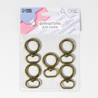 Кольцо-карабин, 43 мм, d = 27/19 мм, толщина - 4,5 мм, с креплением 20 × 3 мм, 5 шт, цвет бронзовый Кольцо-карабин, 43 мм, d = 27/19 мм, толщина - 4,5 мм, с креплением 20 × 3 мм, 5 шт, цвет бронзовый