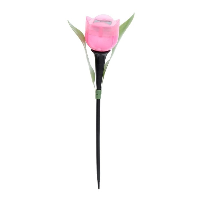 Садовый светильник на солнечной батарее &laquo;Тюльпан розовый&raquo;, 4.5 &times; 29 &times; 4.5 см, 1 LED, свечение белое