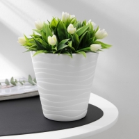 Кашпо для цветов со вставкой &laquo;Валенсия&raquo;, 2 л, цвет белый