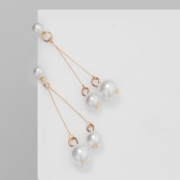 Серьги висячие &laquo;Жемчуг&raquo; вишенка, d=6, d=8, d=10, цвет белый в золоте