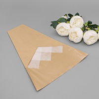 Пакет конус для цветов, крафт+ пленка,  30+11х42см&plusmn;1см, натуральный