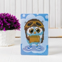 Алмазная вышивка &laquo;Сова в шлеме&raquo;, с частичным заполнением, с подставкой, 10 &times; 15 см