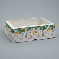 Коробка складная на 12 капкейков с окном &laquo;С Новым годом!&raquo; 32.8 х 25.6 х 10 см, Новый год