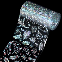 Новый год! Фольга для ногтей &laquo;Ветви и снегири&raquo;, переводная, 4 &times; 50 см, голография