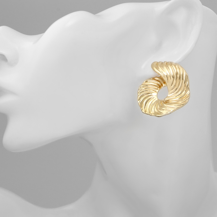 Серьги металл &laquo;Абстракция&raquo; завиток, цвет золото