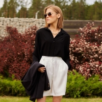 Рубашка женская MINAKU: Green trend, цвет чёрный, размер 44 Рубашка женская MINAKU: Green trend, цвет чёрный, размер 44