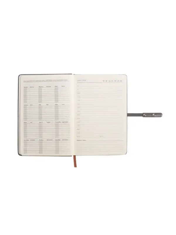 Ежедневник недатированный формат А5, с хлястиком, 112л, линия, пвх, Узор Серый