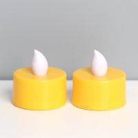 Светодиодные свечи, ночники LED RISALUX «Добра и света!» набор 2 шт., жёлтые, RGB, 3.5×3.5×4 см Светодиодные свечи, ночники LED RISALUX «Добра и света!» набор 2 шт., жёлтые, RGB, 3.5×3.5×4 см