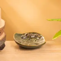 Мыльница "Геккон на листочке" керамика, цв. зелёный, 13х11х2,5 см