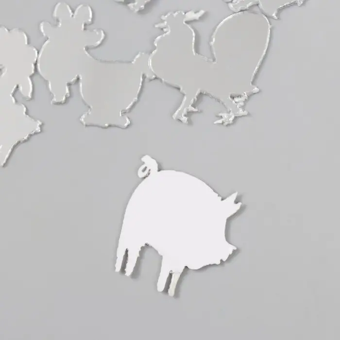 Декор для творчества пластик зеркальный "Животные на ферме" набор 6 шт