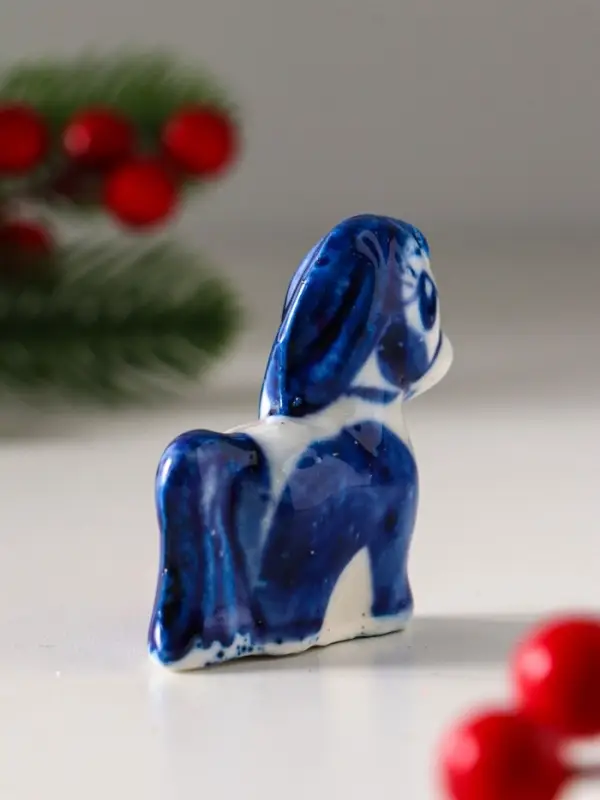 Сувенир "Конь Ураган", 5х5 см, гжель