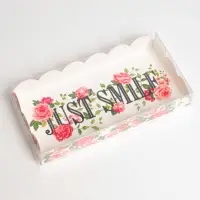 Коробка для печенья, кондитерская упаковка с пластиковой крышкой, голография, Just smile, 10.5 х 21 х 3 см