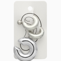 Серьги и каффы &laquo;Бублик&raquo;, набор 4 шт. три дуги, цвет серебро