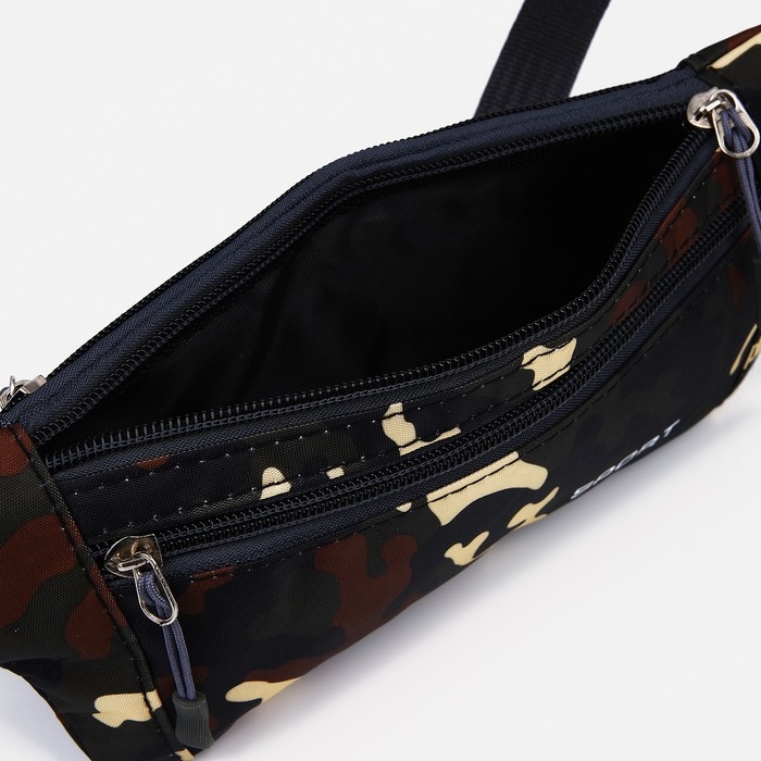 Сумка поясная на молнии, наружный карман, разъём для USB, цвет коричневый