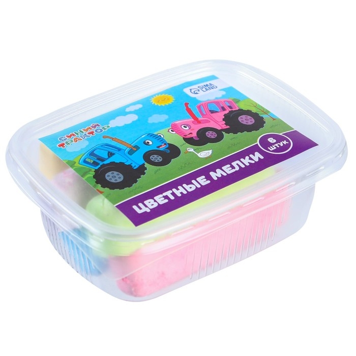 Мелки цветные, Синий трактор, 6 цветов Мелки цветные, Синий трактор, 6 цветов