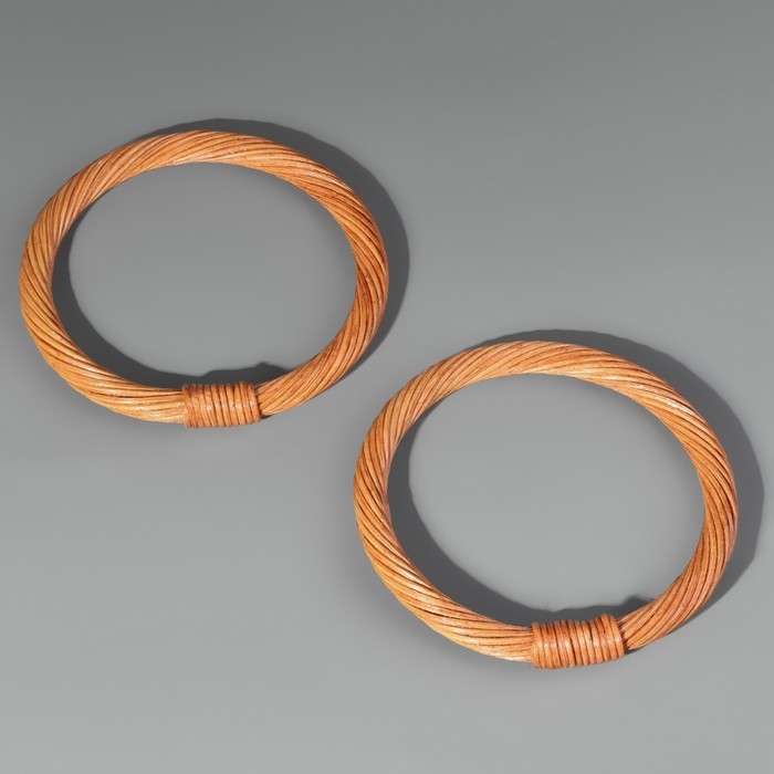 Ручки для сумки деревянные, плетёные, d = 10,2 / 12,5 см, 2 шт, цвет светло-коричневый