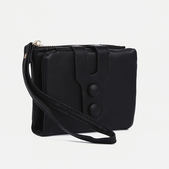 Кошелёк женский на кнопке, цвет чёрный Кошелёк женский на кнопке, цвет чёрный