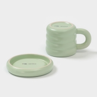 Чайная пара Доляна &laquo;Зефир&raquo;, 350 мл, керамика, зелёная