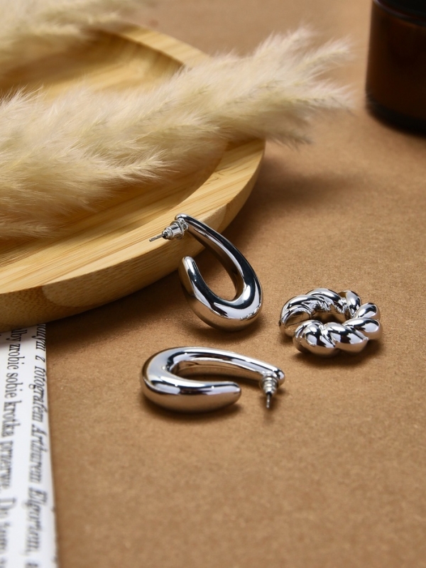 Набор серьги и каффы 3 шт &laquo;Косичка&raquo; капли, цвет золото