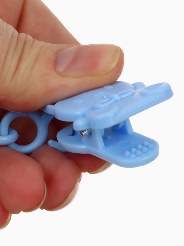 Пустышка классическая, с держателем, +0мес., цвет голубой