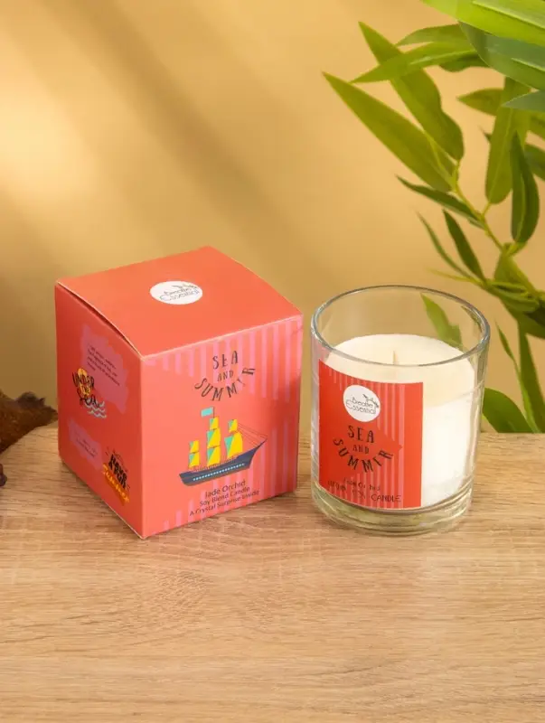 Свеча с кристаллом внутри Sea and Summer "Jade orchid" орхидея, 120 гр