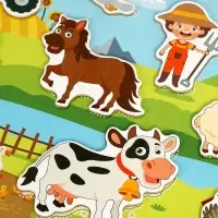 Пазлы для малышей "Ферма" цветные липучки