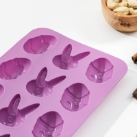 Форма для шоколада Доляна &laquo;Пасха&raquo;, силикон, 23&times;15&times;2 см, 12 ячеек, сиреневая