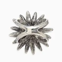 Кольцо для платка "Цветок Астра", цвет белый в чернёном серебре