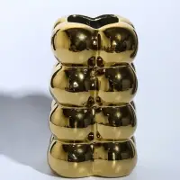 Ваза керамика настольная "Дайзи" шарики, h=20х11, d=7 см, золото