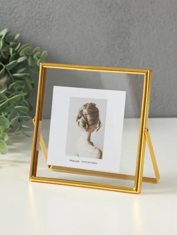 Фоторамка металл на 1 фото 15х15 см "Лофт" золото гальваника 1,2х15,5х15,5 см