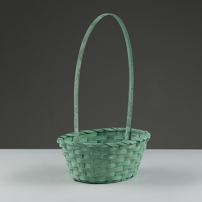 Набор корзин плетеных, 22х18х10/34 см, 24х19х10/36 см, 27х21х10/38 см, 3 шт, зелёные, бамбук 1029629