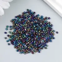 Бисер стекло 12/0 "Цилиндр. Синий меланж. Металлик" 10 гр