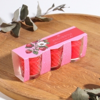 Свеча ароматическая в стакане (набор 3 шт) по 50 мл, 10 ч, 32 гр, ЗЕМЛЯНИКА