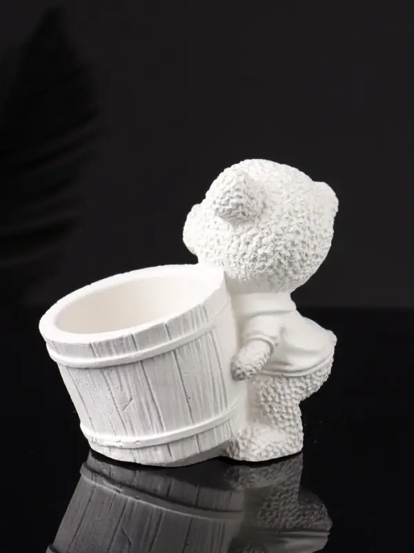 Кашпо "Медведь с горшочком" 9х10х6 см, натуральный